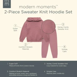 2-Piece Infant & Toddler Girls Rose Sweater Knit Hoodie Viscose Set