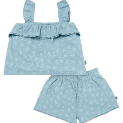 2-Piece Infant & Toddler Girls Teal Floral Top and Shorts Set