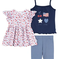 3-Piece Infant & Toddler Girls USA Shirts & Shorts Set