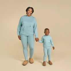 2-Piece Infant & Toddler Medium Sky Hooded Waffle Top and Legging Viscose Set