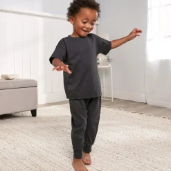 2-Piece Infant & Toddler Neutral Asphalt T-Shirt & Jogger Pants Set