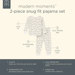 2-Piece Infant & Toddler Neutral Ivory Shamrock Snug Fitting Hacci Pajamas Set