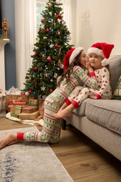 2-Piece Infant & Toddler Neutral Oh What Fun Fair Isle Hacci Snug Fit Pajama Set