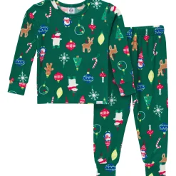 2-Piece Infant & Toddler Neutral Ornaments Hacci Snug Fit Pajama Set