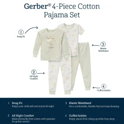 4-Piece Infant & Toddler Neutral Safari Tops and Pants Sets
