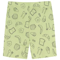 4-Piece Infant & Toddler Neutral Green Breakfast Cotton Pajama Short Set