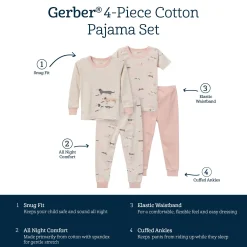 4-Piece Infant & Toddler Neutral Dog Tops and Pants Sets