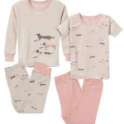 4-Piece Infant & Toddler Neutral Dog Tops and Pants Sets