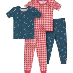 4-Piece Infant & Toddler Neutral Blue Umbrella Viscose Snug Fitting Pajamas