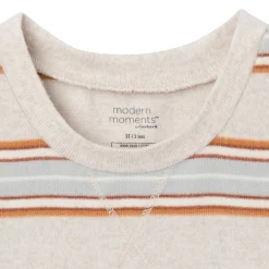2-Piece Infant & Toddler Neutral Oatmeal Heather Stripe Hacci Pajama Set