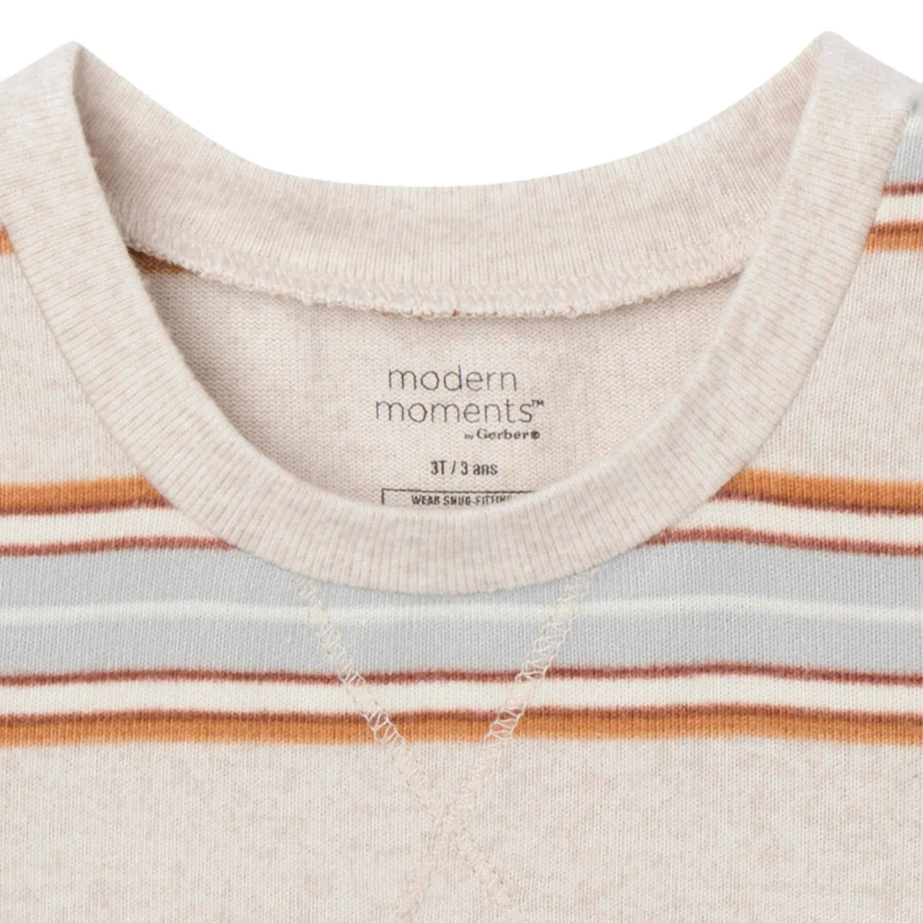2-Piece Infant & Toddler Neutral Oatmeal Heather Stripe Hacci Pajama Set