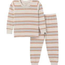 2-Piece Infant & Toddler Neutral Oatmeal Heather Stripe Hacci Pajama Set