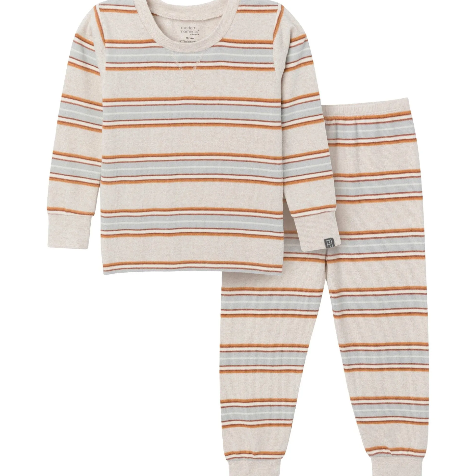 2-Piece Infant & Toddler Neutral Oatmeal Heather Stripe Hacci Pajama Set