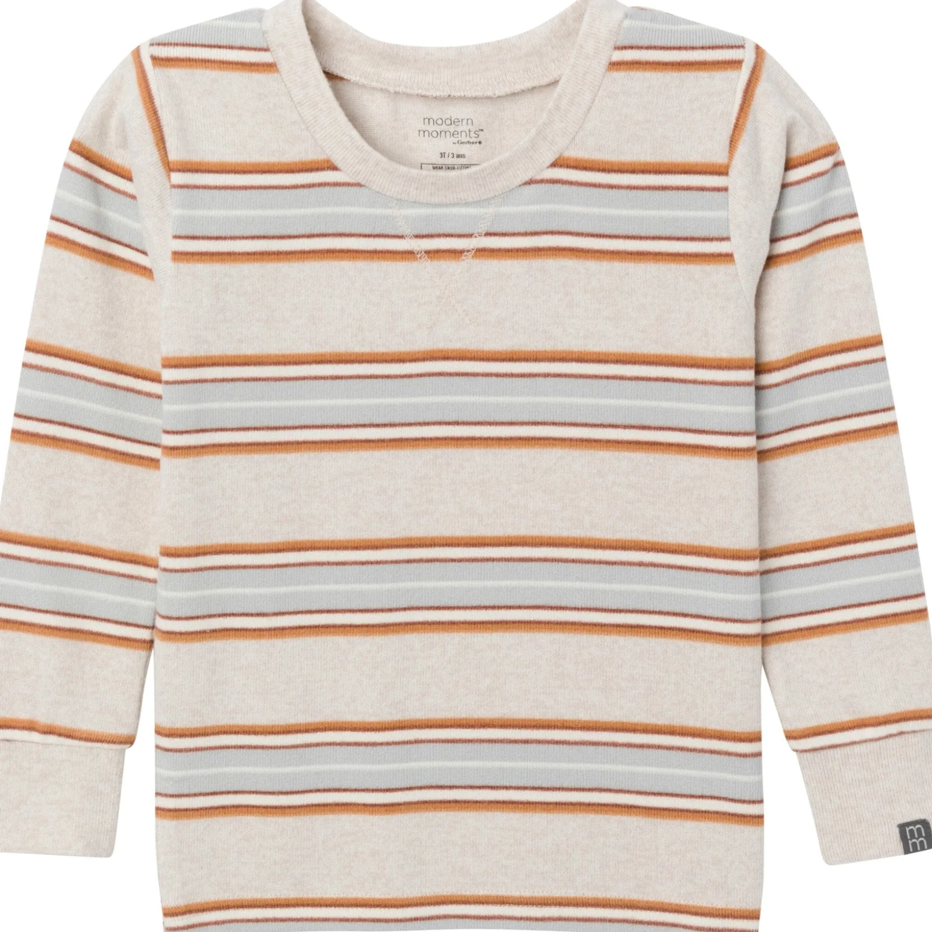 2-Piece Infant & Toddler Neutral Oatmeal Heather Stripe Hacci Pajama Set