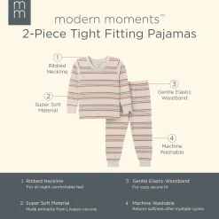 2-Piece Infant & Toddler Neutral Oatmeal Heather Stripe Hacci Pajama Set