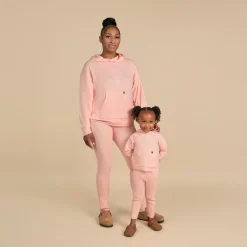 2-Piece Infant & Toddler Pink Hooded Waffle Top and Legging Viscose Set