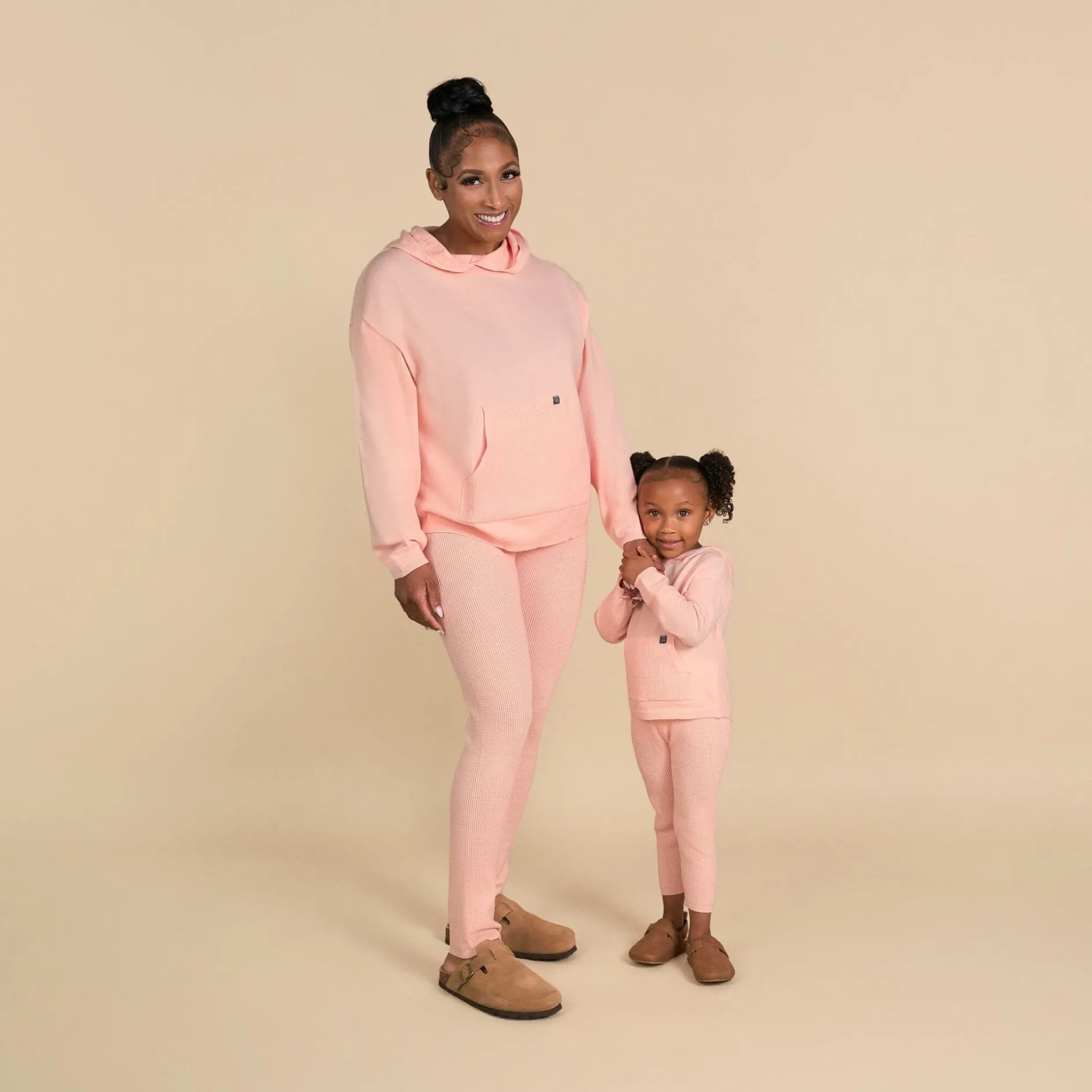 2-Piece Infant & Toddler Pink Hooded Waffle Top and Legging Viscose Set