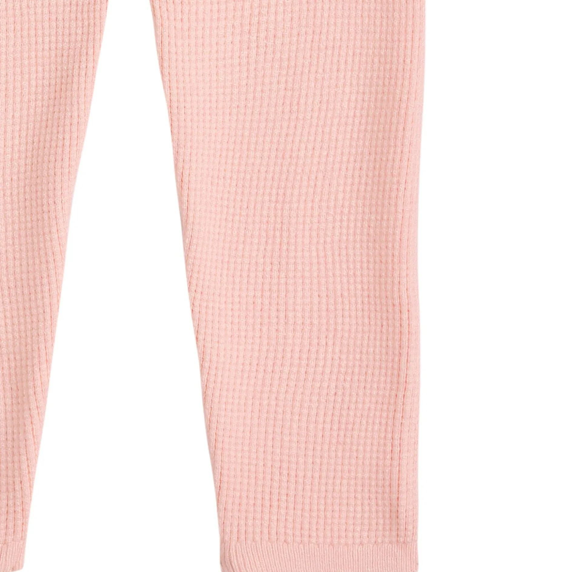 2-Piece Infant & Toddler Pink Hooded Waffle Top and Legging Viscose Set