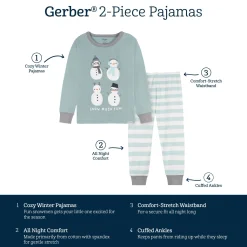 2-Piece Infant & Toddler Snowman Stripe Snug Fit Pajama Set