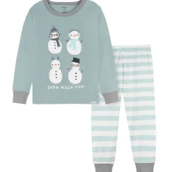 2-Piece Infant & Toddler Snowman Stripe Snug Fit Pajama Set