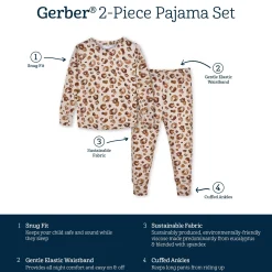 2-Piece Infant & Toddler Spotted Leopard Buttery Soft Viscose Made from Eucalyptus Snug Fit Pajamas