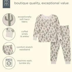 2-Piece Neutral Christmas Cactus Snug Fit Pajama Set