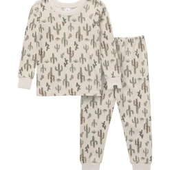 2-Piece Neutral Christmas Cactus Snug Fit Pajama Set