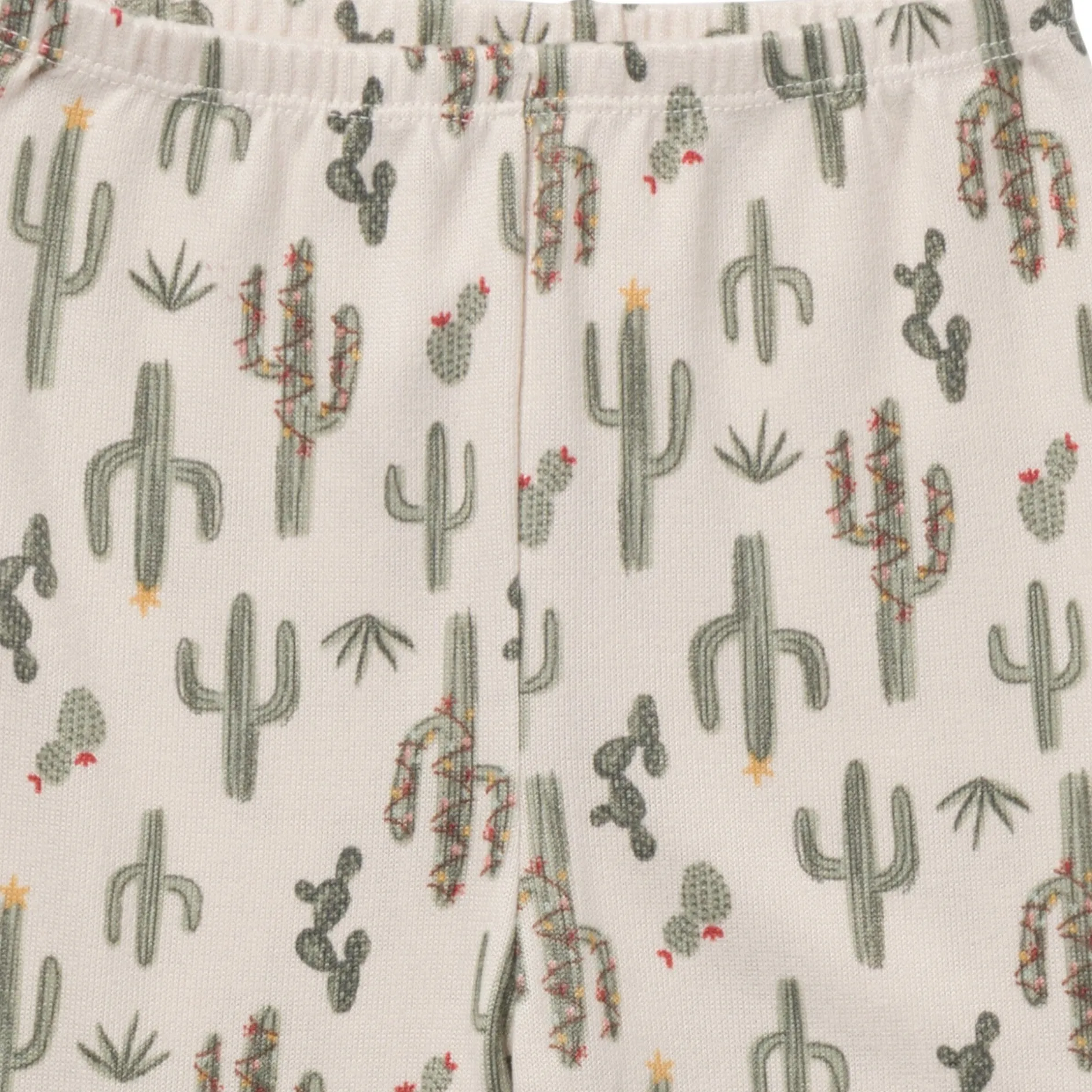 2-Piece Neutral Christmas Cactus Snug Fit Pajama Set