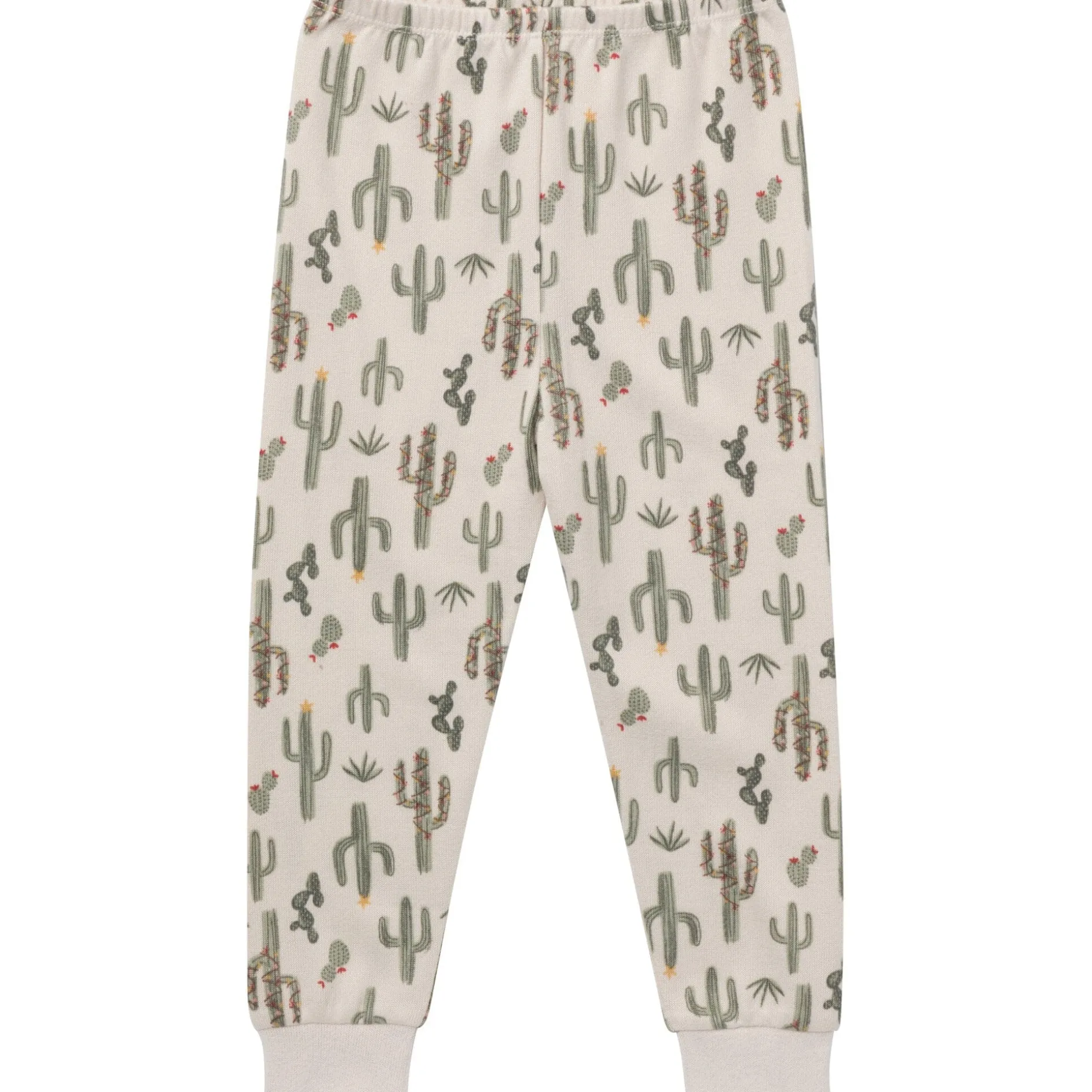 2-Piece Neutral Christmas Cactus Snug Fit Pajama Set