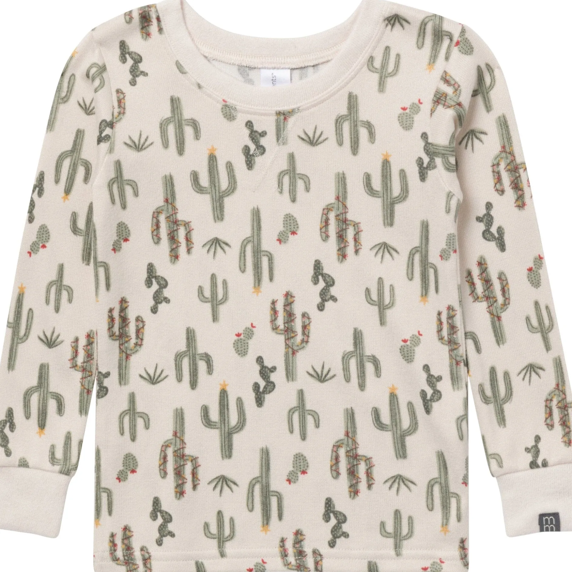 2-Piece Neutral Christmas Cactus Snug Fit Pajama Set
