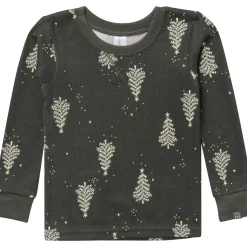 2-Piece Neutral Green Christmas Tree Snug Fit Pajama Set