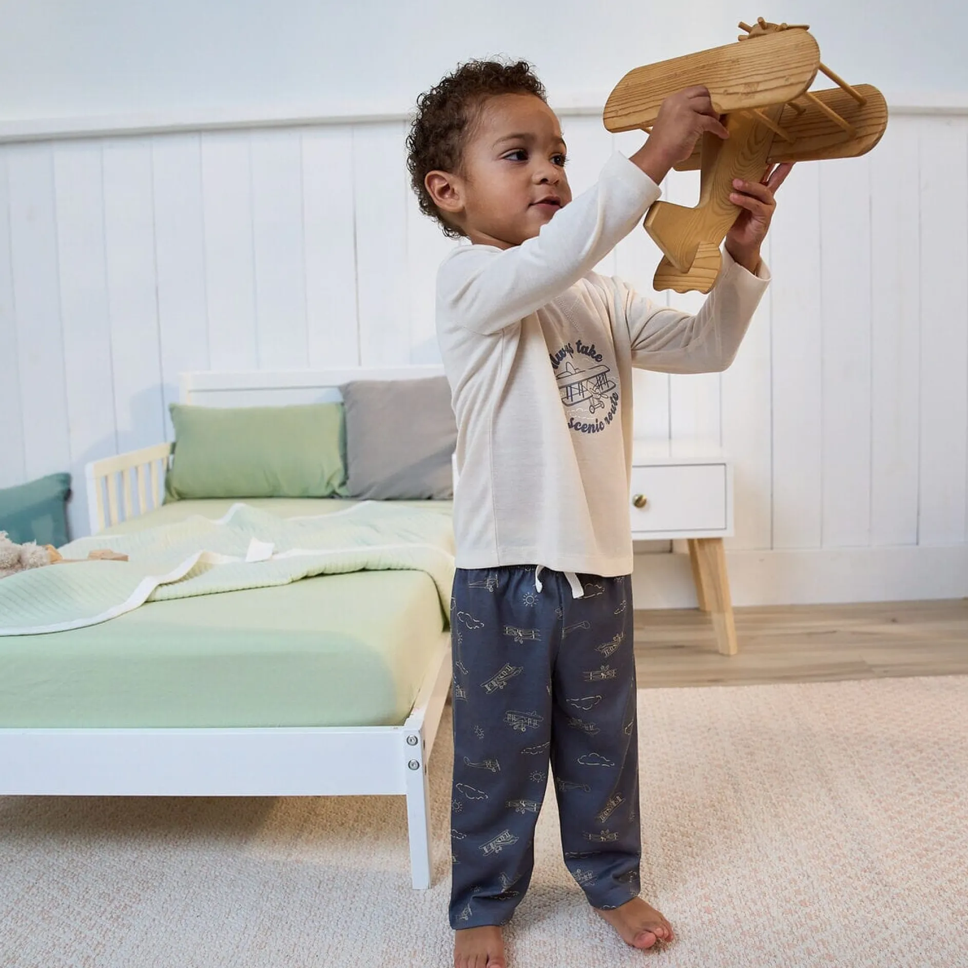 2-Piece Toddler Boys Airplane Pajama Set