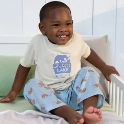 3-Piece Toddler Boys Bear T-Shirt, Shorts & Pants Pajama Set