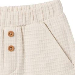2-Piece Toddler Boys Beige Johnny Collar Shirt and Shorts Set