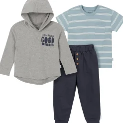 3-Piece Toddler Boys Good Vibes Tee, Hooded Top and Joggers Set