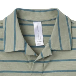 2-Piece Toddler Boys Green Stripe Johnny Collar Shirt and Shorts Set
