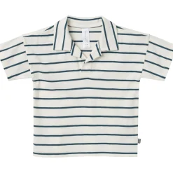2-Piece Toddler Boys Ivory Stripe Johnny Collar Shirt and Shorts Set