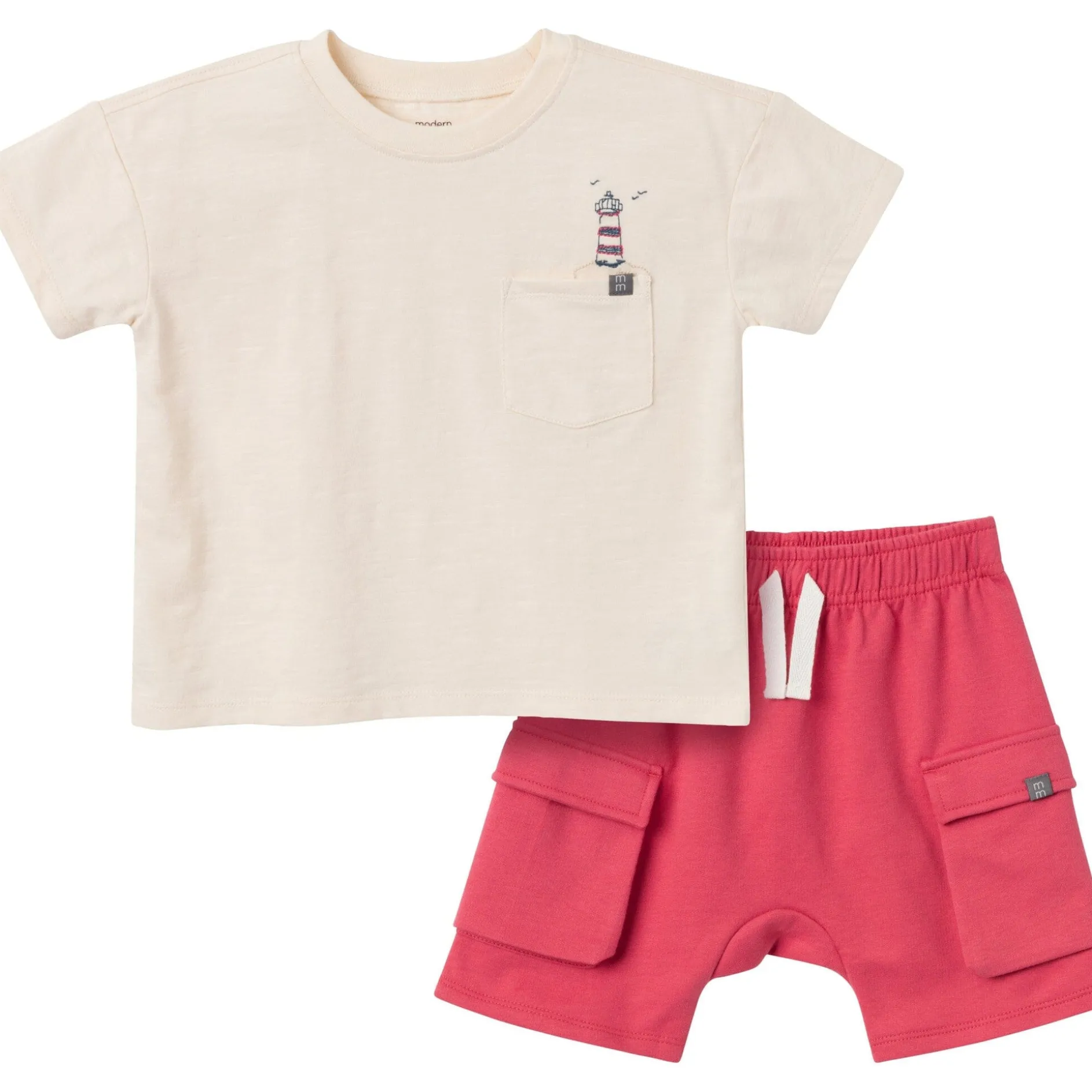 2-Piece Toddler Boys Lighthouse Top and Cargo Shorts Set