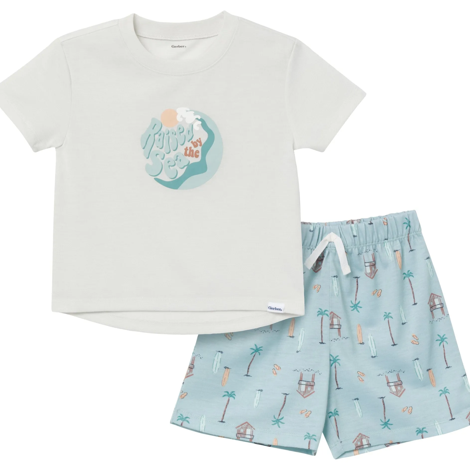 2-Piece Toddler Boys Sea Pajama Shorts Set
