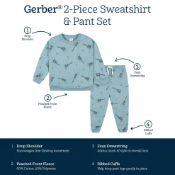 2-Piece Toddler Boys Teal Guitars Sweatshirt & Pant Set, 5T