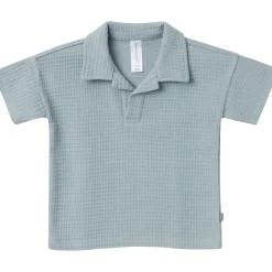 2-Piece Toddler Boys Teal Johnny Collar Shirt and Shorts Set