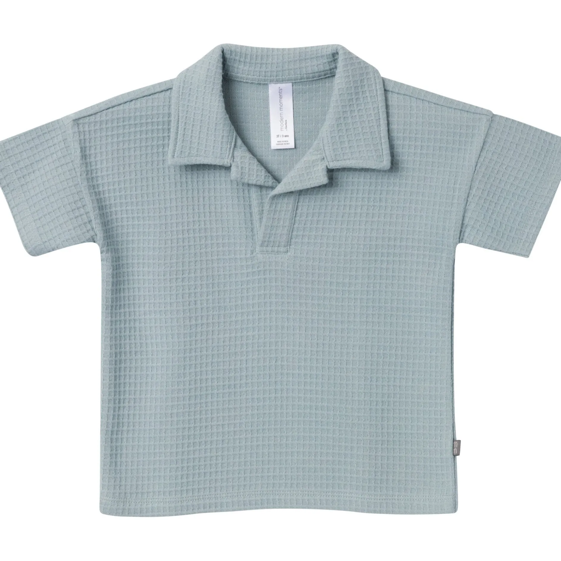 2-Piece Toddler Boys Teal Johnny Collar Shirt and Shorts Set