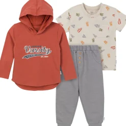 3-Piece Toddler Boys Varsity Tee, Hooded Top and Joggers Set
