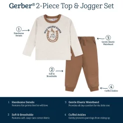 2-Piece Toddler Boys Western Horse Ranch Top and Jogger Set