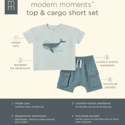 2-Piece Toddler Boys Whale Top and Cargo Shorts Set