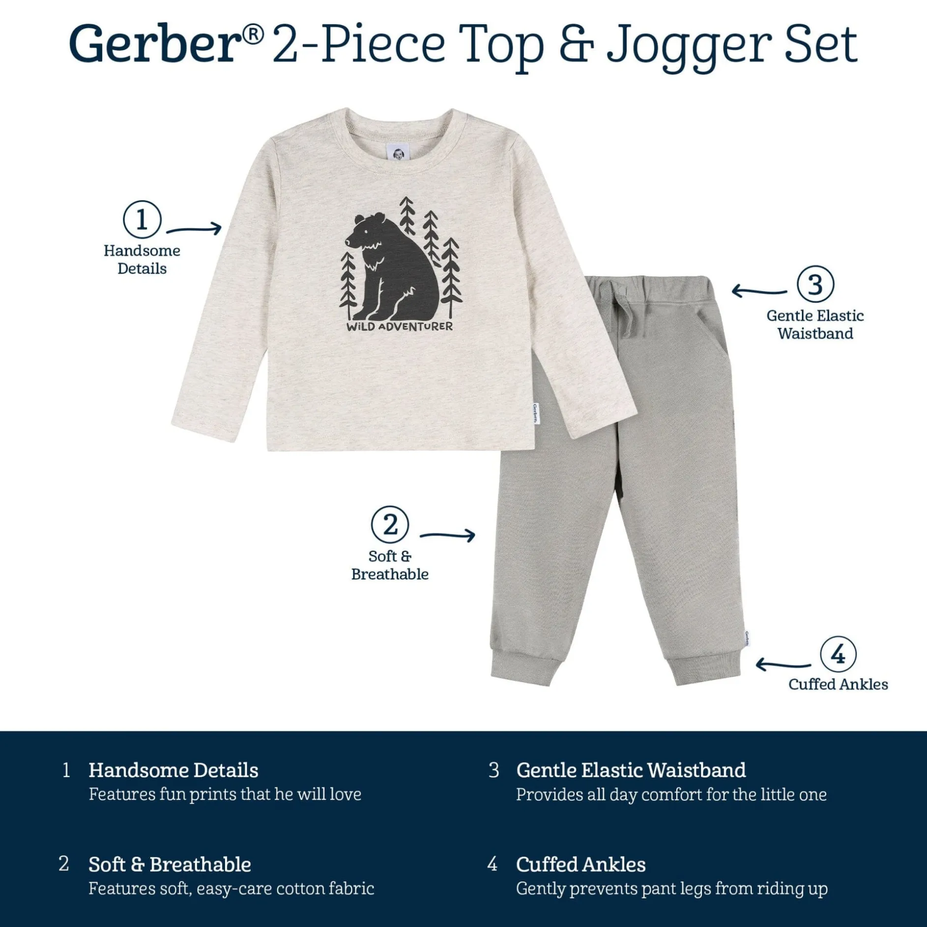 2-Piece Toddler Boys Wild Adventure Top and Jogger Set