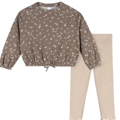 2-Piece Toddler Girls Brown Daisies Top and Legging Set