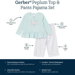 2-Piece Toddler Girls Bunny Peplum Pajama Set