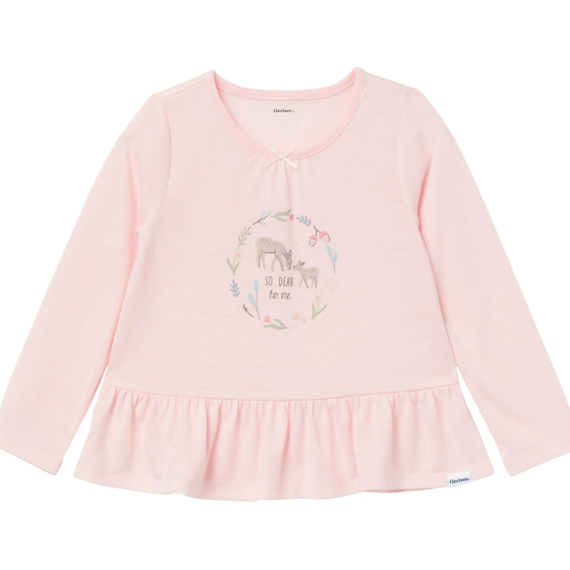 2-Piece Toddler Girls Deer Peplum Pajama Set