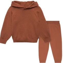2-Piece Toddler Girls Md Brown Sweater Knit Hoodie Set